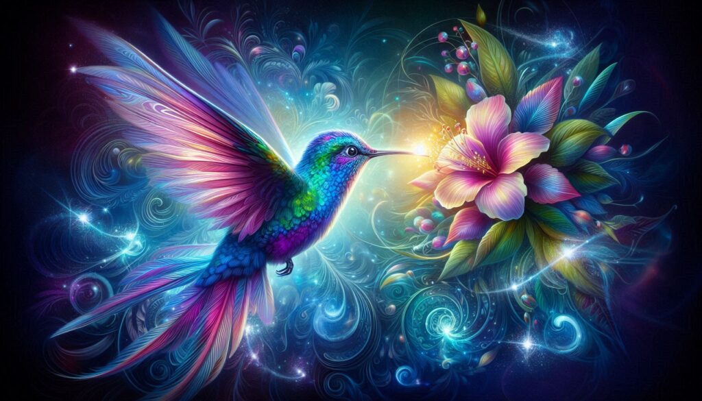 hummingbird and flower representing well being